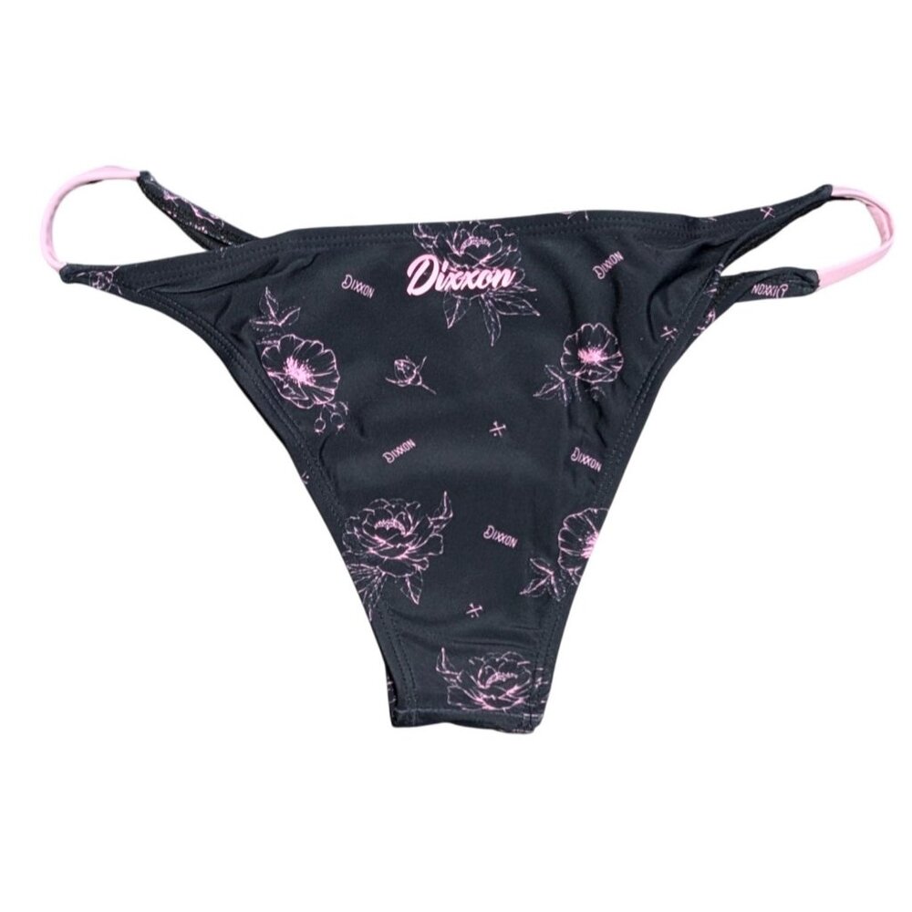 Dixxon Pink Peonies Tanning Swimsuit Bottom‎ Womens XL Brazilian String Bikini